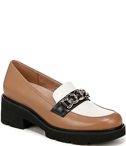 Naturalizer Desi Leather Chain Detail Lightweight Platform Lug Sole Loafers