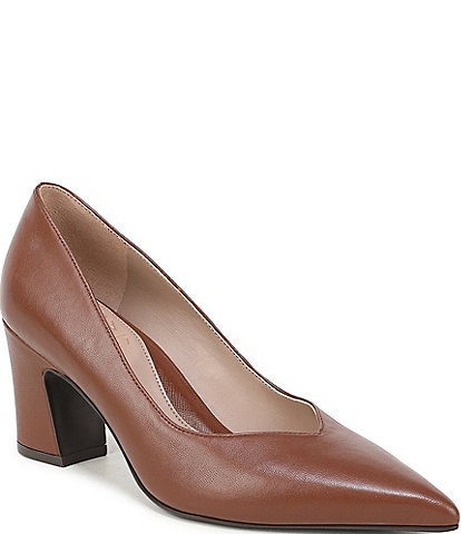 Naturalizer Ella Leather Pointed Toe Block Heel Pumps