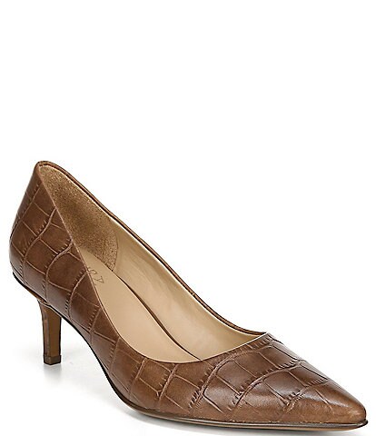 Naturalizer Everly Crocodile Embossed Leather Kitten Heel Pumps