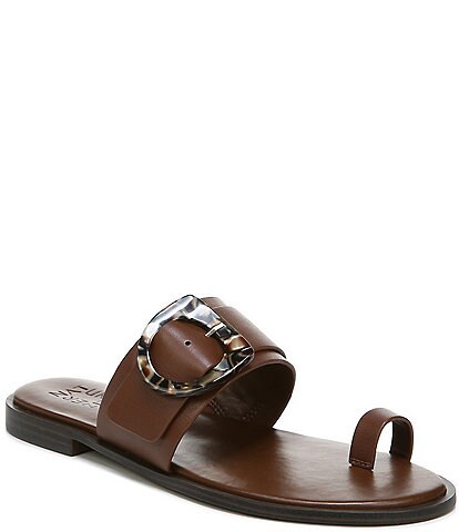 Naturalizer Finola Leather Buckle Detail Toe Loop Slide Sandals