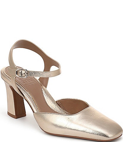 Naturalizer Frankie Metallic Leather Ankle Wrap Pumps