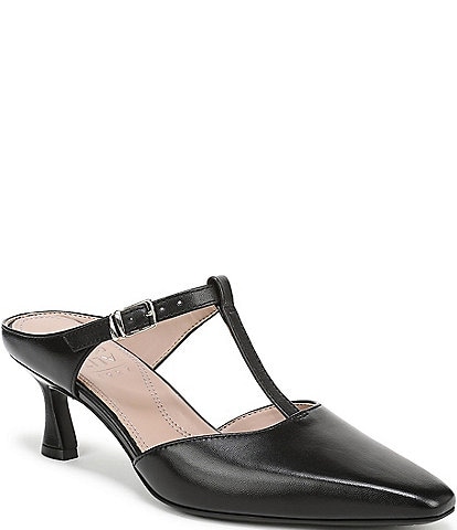 Naturalizer Gem Leather Pointed Toe T-Strap Dress Mules