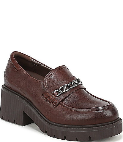 Naturalizer Jolee Leather Lug Sole Chain Loafers