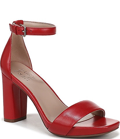 Naturalizer Joy Ankle Strap Leather Square Toe Block Heel Dress Sandals
