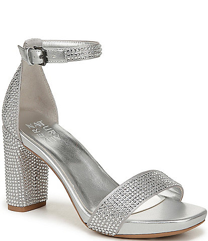 Naturalizer Joy Glitz Metallic Block Heel Ankle Strap Dress Sandals