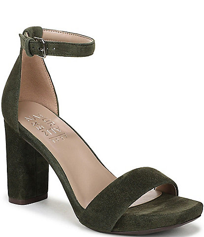 Naturalizer Joy Suede Square Toe Ankle Strap Dress Sandals