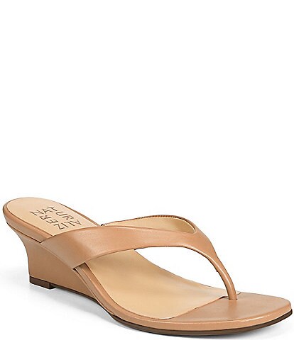 Naturalizer Lenna True Colors Leather Thong Wedge Sandals