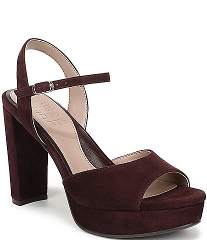 Naturalizer Marigold Suede Ankle Strap Platform Block Heel Sandals