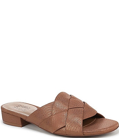 Naturalizer Morena 2 Shimmer Leather Slide Sandals