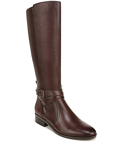 Naturalizer Rena Leather Buckle Detail Wide Calf Tall Boots