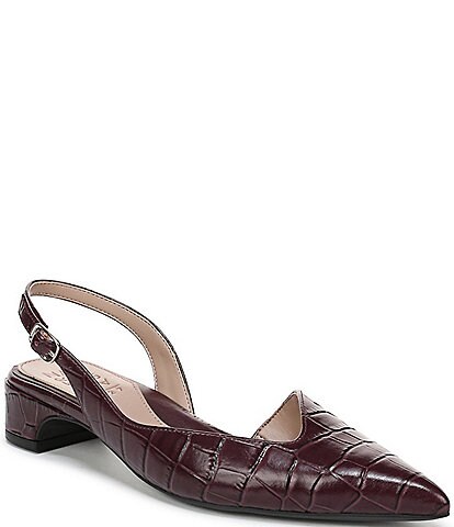 Naturalizer Rhett Croco Embossed Leather Pointed Toe Slingback Pumps