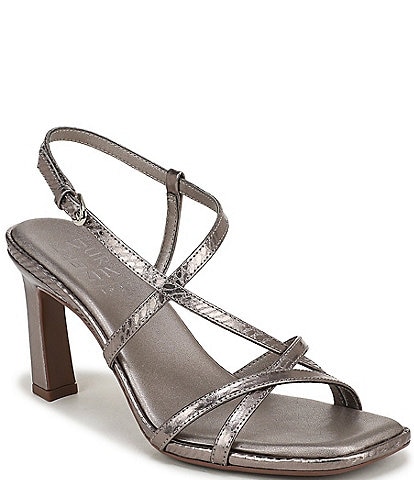 Naturalizer Sanza Metallic Snake Embossed Strappy Dress Sandals