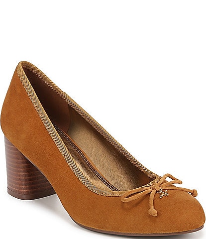 Naturalizer Sienna Suede Block Heel Bow Pumps