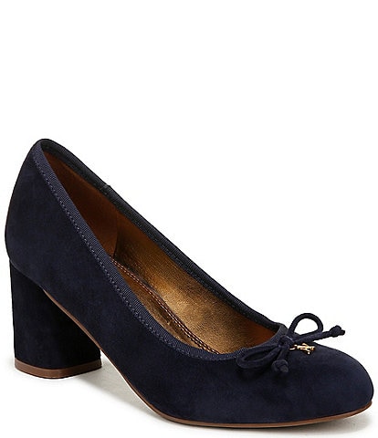 Naturalizer Sienna Suede Block Heel Bow Pumps