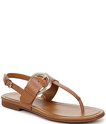 Naturalizer Taylor Leather Slingback Buckle T-Strap Casual Sandals
