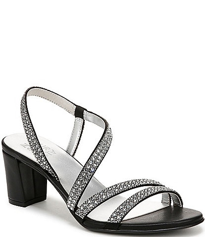 Naturalizer Vanessa Strappy Crystal Detail Block Heel Slingback Dress Sandals