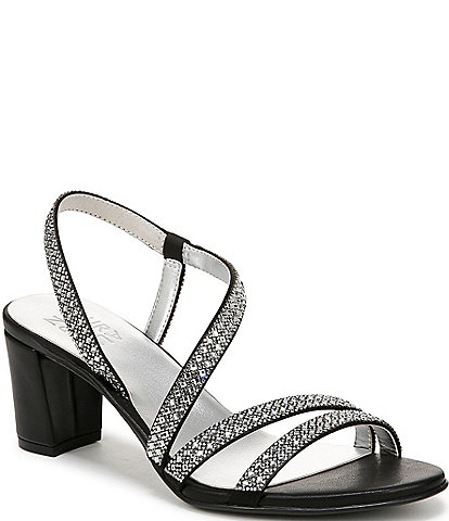 Naturalizer Vanessa3 Leather Strappy Crystal Detail Block Heel Evening Dress Sandals