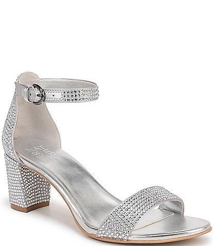 Naturalizer Vera Glitz Rhinestone Ankle Strap Block Heel Dress Sandals