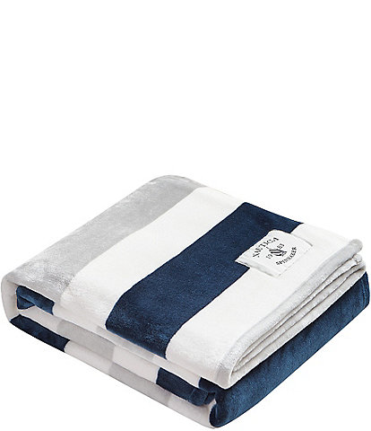 Nautica Awning Striped Flannel Throw