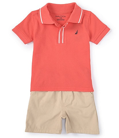 Nautica Baby Boys 12-24 Months Short-Sleeve Pique Knit Polo Shirt & Solid Woven Microsueded Twill Shorts Set