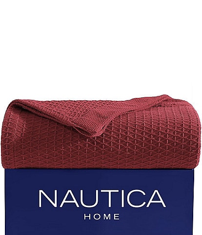 Nautica Baird Diamond Knit Solid Cotton Bed Blanket
