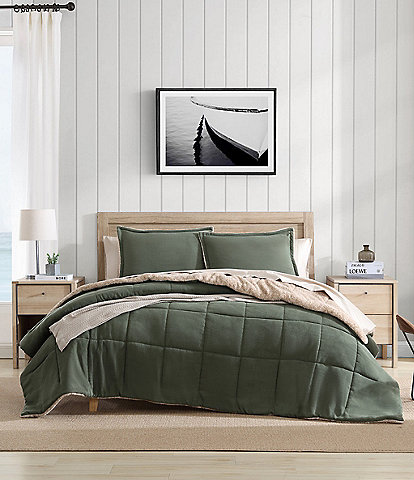 Nautica Beckett Green Brushed Microsuede Reversible Comforter Mini Set