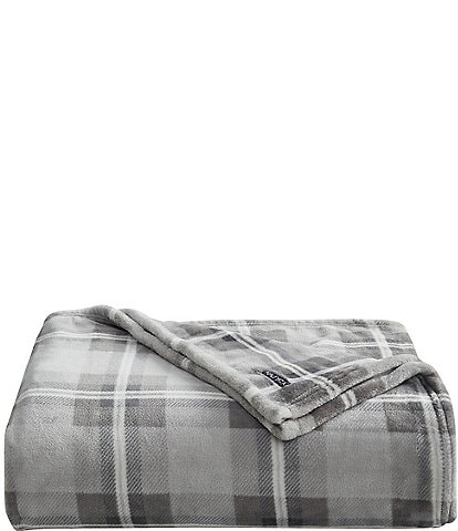 Nautica Lewes Grey Ultra Soft Plush Bed Blanket