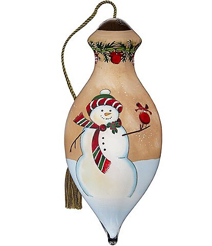 Ne' Qwa Art Bright And Shiny Snowman Christmas Hand Painted Glass Ornament