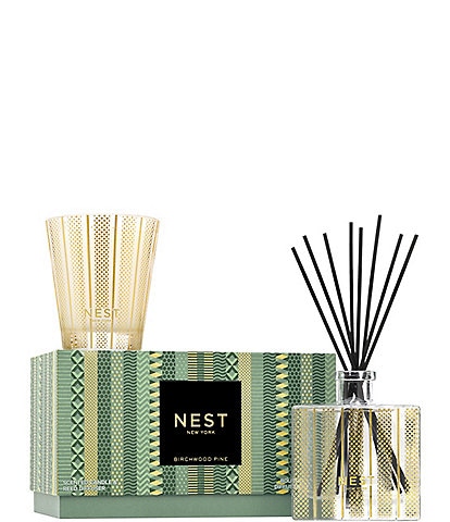 NEST New York Birchwood Pine Gold Classic Candle & Diffuser Gift Set