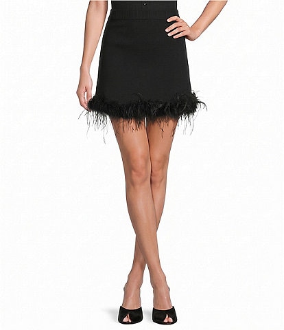 Never Fully Dressed Black Feather Jake A-Line Mini Skirt