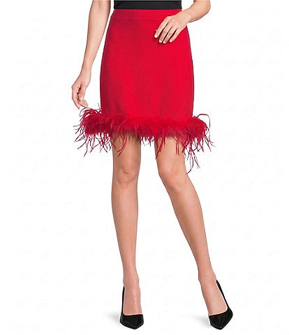 Never Fully Dressed Feather Trim Coordinating Mini Skirt