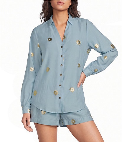 Never Fully Dressed Miley Sun Printed Collared Long Sleeve Button Front Coordinating Shirt