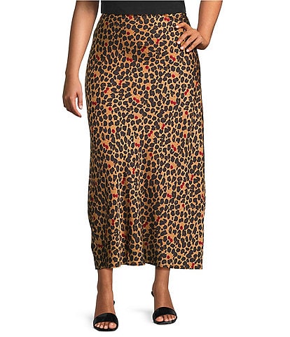 Never Fully Dressed Plus Size Dorris Leopard Cherry Print Maxi Skirt