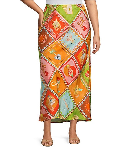 Never Fully Dressed Plus Size Dorris Soller Multicolored Print Maxi Skirt