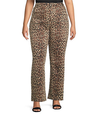 Never Fully Dressed Plus Size Lucia Leopard Print Scallop Pocket Detail Jeans