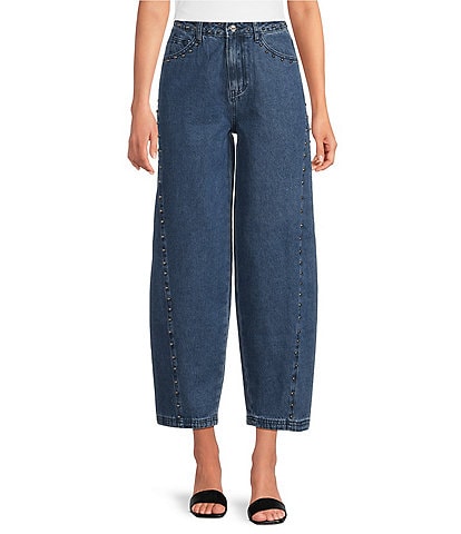 Never Fully Dressed Studded Structure Barrel Denim Jeans