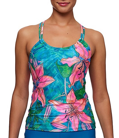 NEXT by Athena Half Moon Bay 3rd Eye Tropical Print Scoop Neck Tankini Swim Top