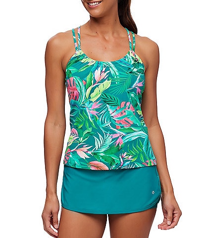 Coco Contours Cameo Tropical Leaf Print Bra Size Underwire Halter Bikini  Swim Top & Halo Sarong Skirted Swim Bottom