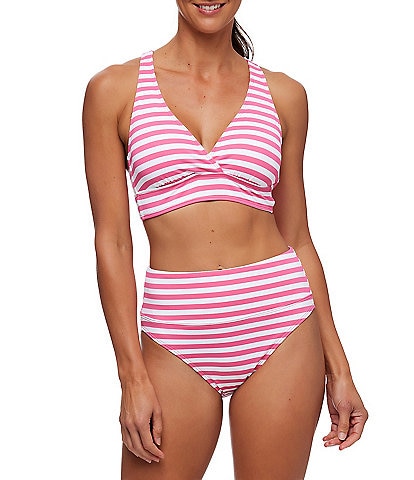 Next by Athena Sailaway Stripe Sports Bra Swim Top & High Waist Bikini Swim Bottom