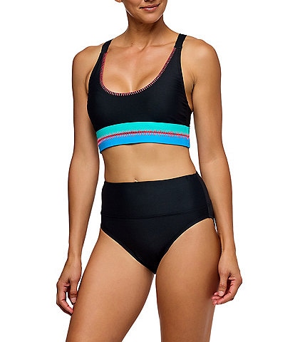Next by Athena Slay Crochet Trim Scoop Neck Sports Bra Swim Top & Good Karma Harmony High Waisted Swim Bottom