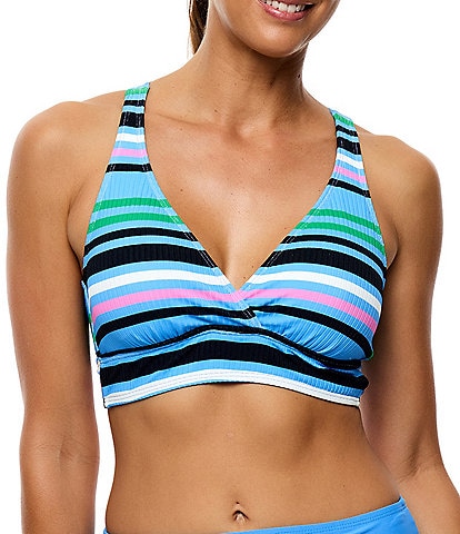 Next by Athena Wide Stripe D-Cup Size Bra Surplice Swim Top