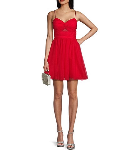 Next Up Sweetheart Neck Front Knot Cut-Out Fit & Flare Dress
