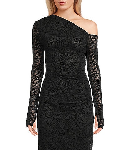 NIA Selena Velvet Lace One-Shoulder Coordinating Top
