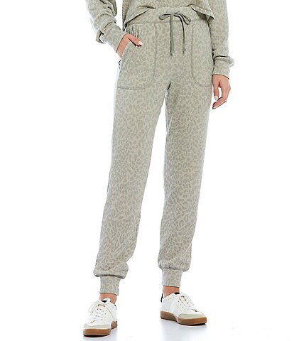 NIA High Waisted Drawstring Front Animal Print Coordinating Contrast Stitch Joggers