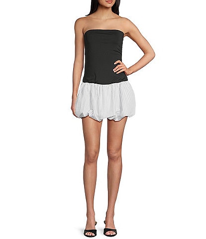 NIA Janay Strapless Bubble Drop Waist Mini Dress