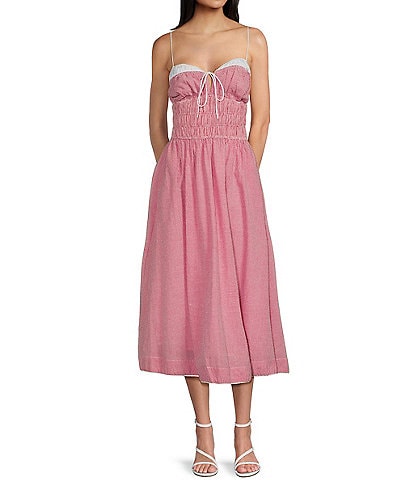 NIA Thomas Pick-A-Boo Gingham Maxi Dress
