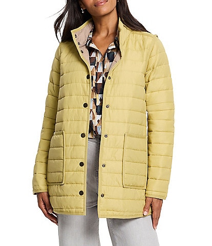 Nic + Zoe Allovette Stand Collar Long Sleeve Patch Pocket Reversable Puffer Jacket