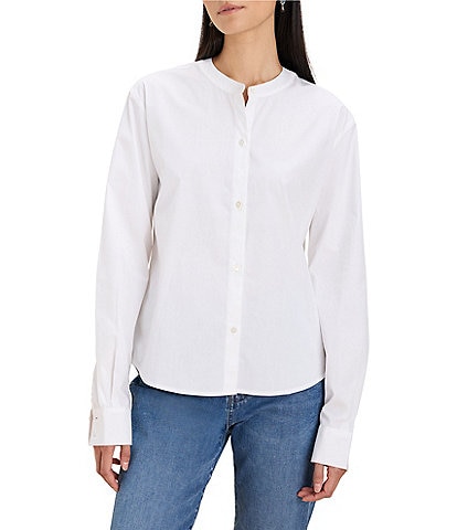 NIC + ZOE Band Collar Long Sleeve Button-Front Shirt