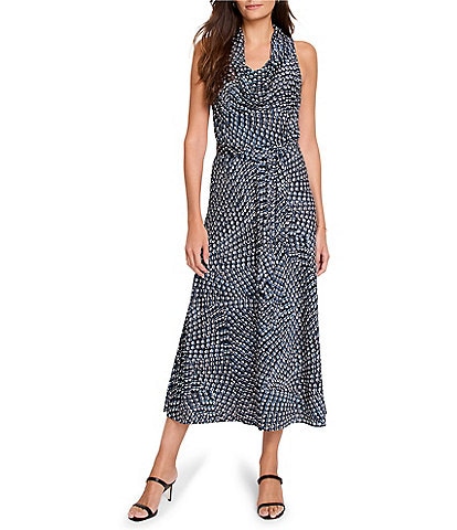 NIC + ZOE Dani Time Warp Woven Cowl Neck Sleeveless Midi Dress