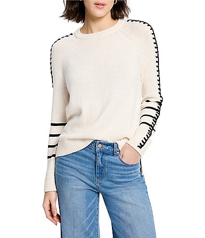 NIC + ZOE Dashing Down Knit Round Neck Long Sleeve Sweater